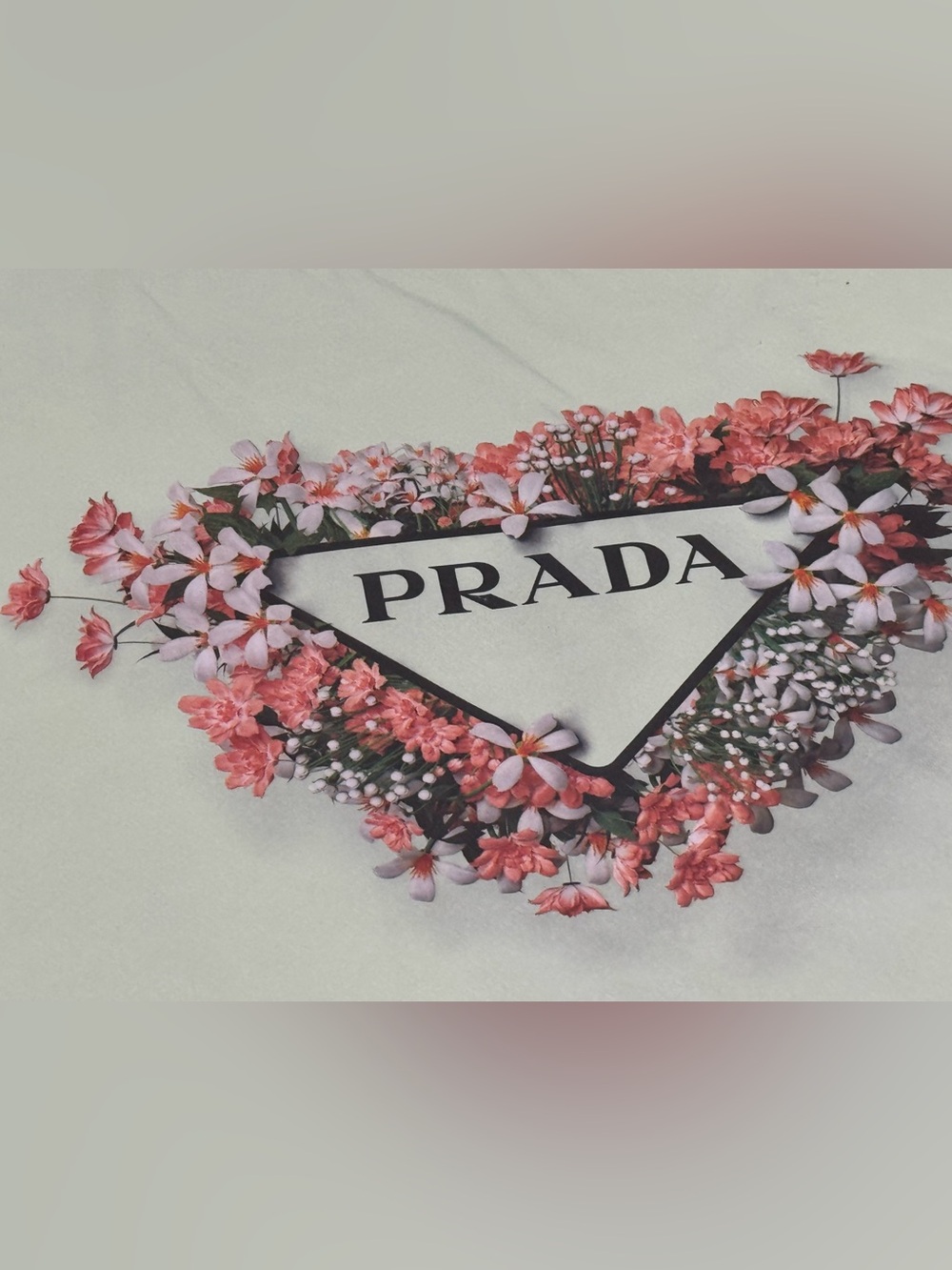 Prada Mint Green Large Limited Edition  Shopping Bag Floral Triangle Logo